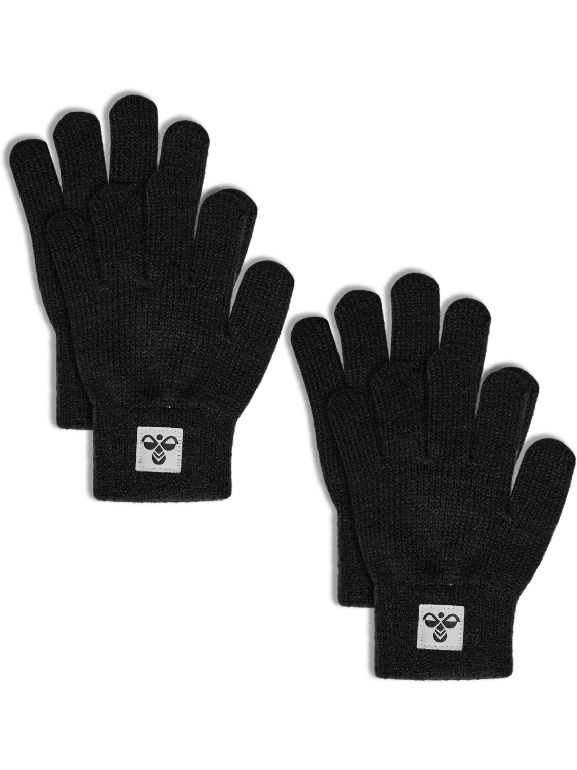 hmlJR KNIT GLOVES 2-PACK, BLACK, packshot