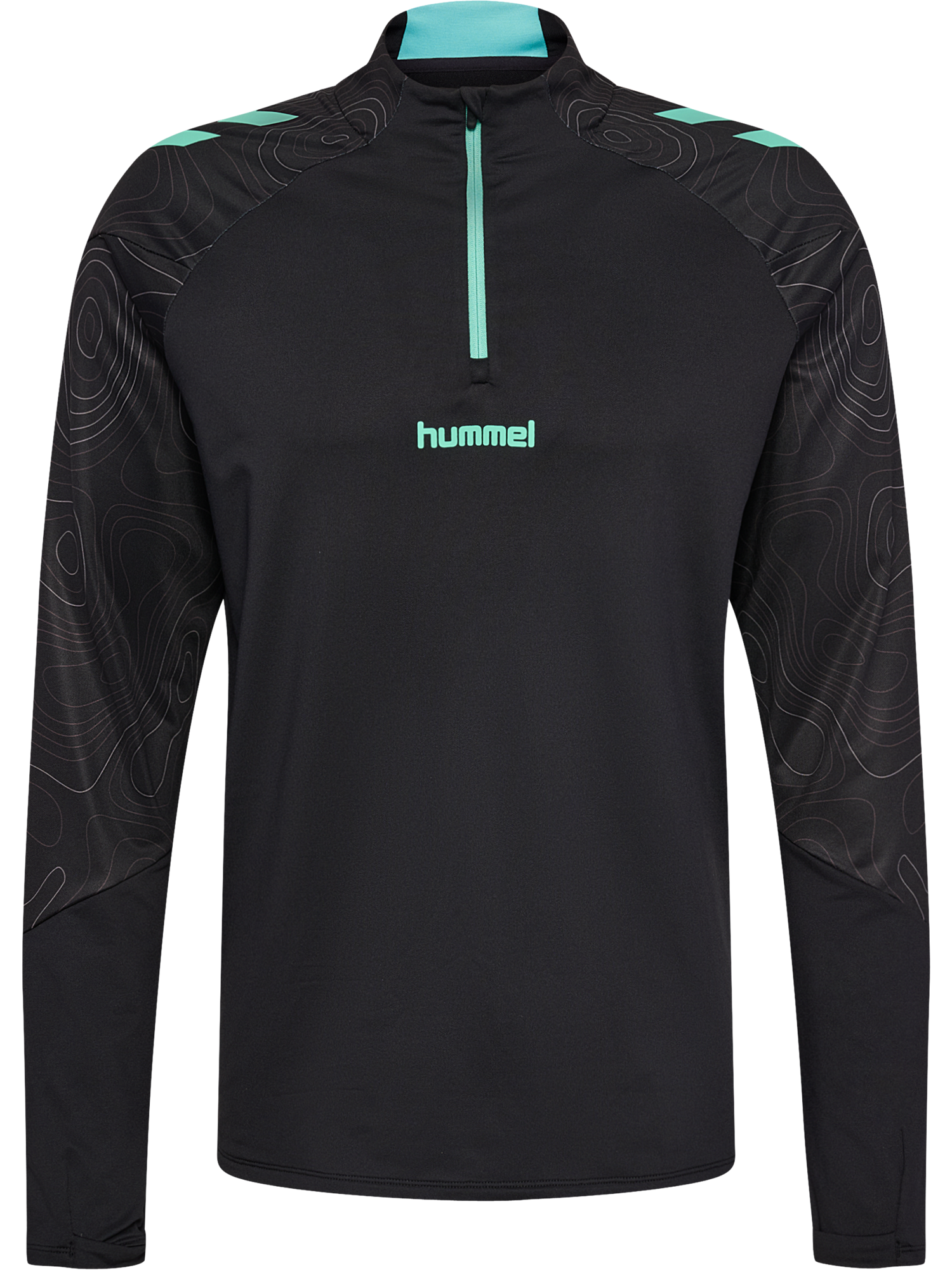 hmlBLAZE 2.0 TRAINING HALF ZIP, BLACK/POOL BLUE, packshot