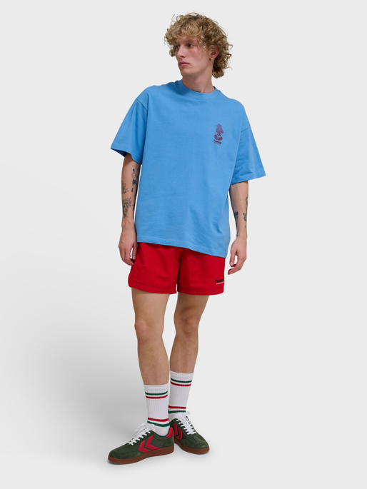hmlLOOSE T-SHIRT S/S BEES STADIUM, LICHEN BLUE, model