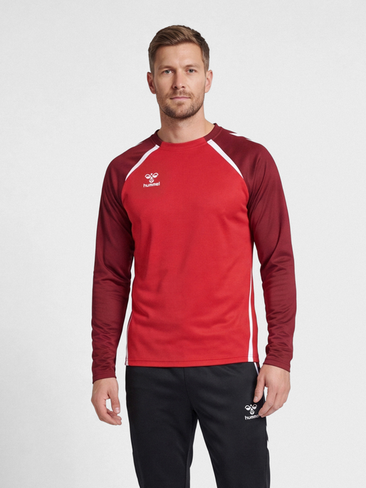 hmlLEAD 2.0 CREW SWEAT, TRUE RED/MAROON, model