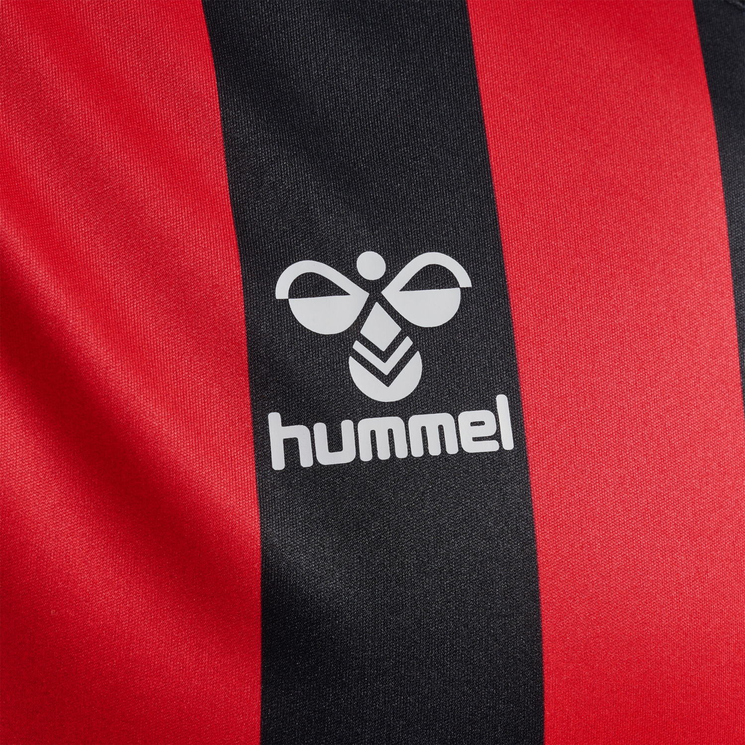 hmlCORE XK STRIPED JERSEY S/S, BLACK/TRUE RED, packshot