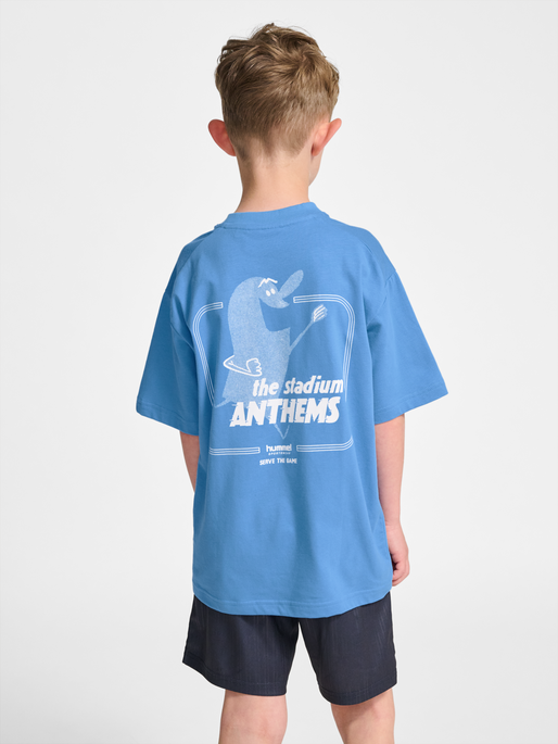 hmlJR LOOSE T-SHIRT S/S STADIUM, LICHEN BLUE, model