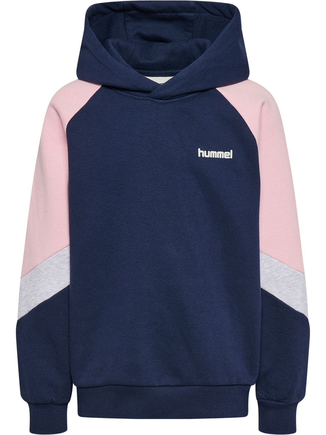 hmlJR LOOSE BLOCKED HOODIE, DRESS BLUE/ROSEATE SPOONBILL, packshot