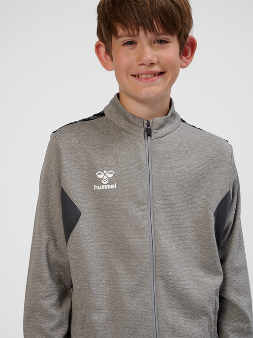 hmlAUTHENTIC PL ZIP JACKET KIDS, GREY MELANGE, model