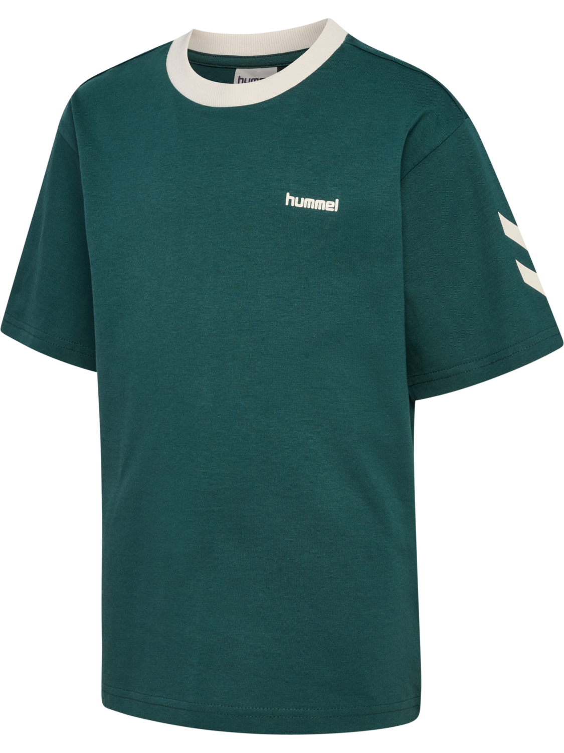 hmlJR LOOSE CHEVRON T-SHIRT SS, JUNE BUG, packshot
