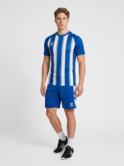 hmlMATCH STRIPED JERSEY S/S, TRUE BLUE/WHITE, model