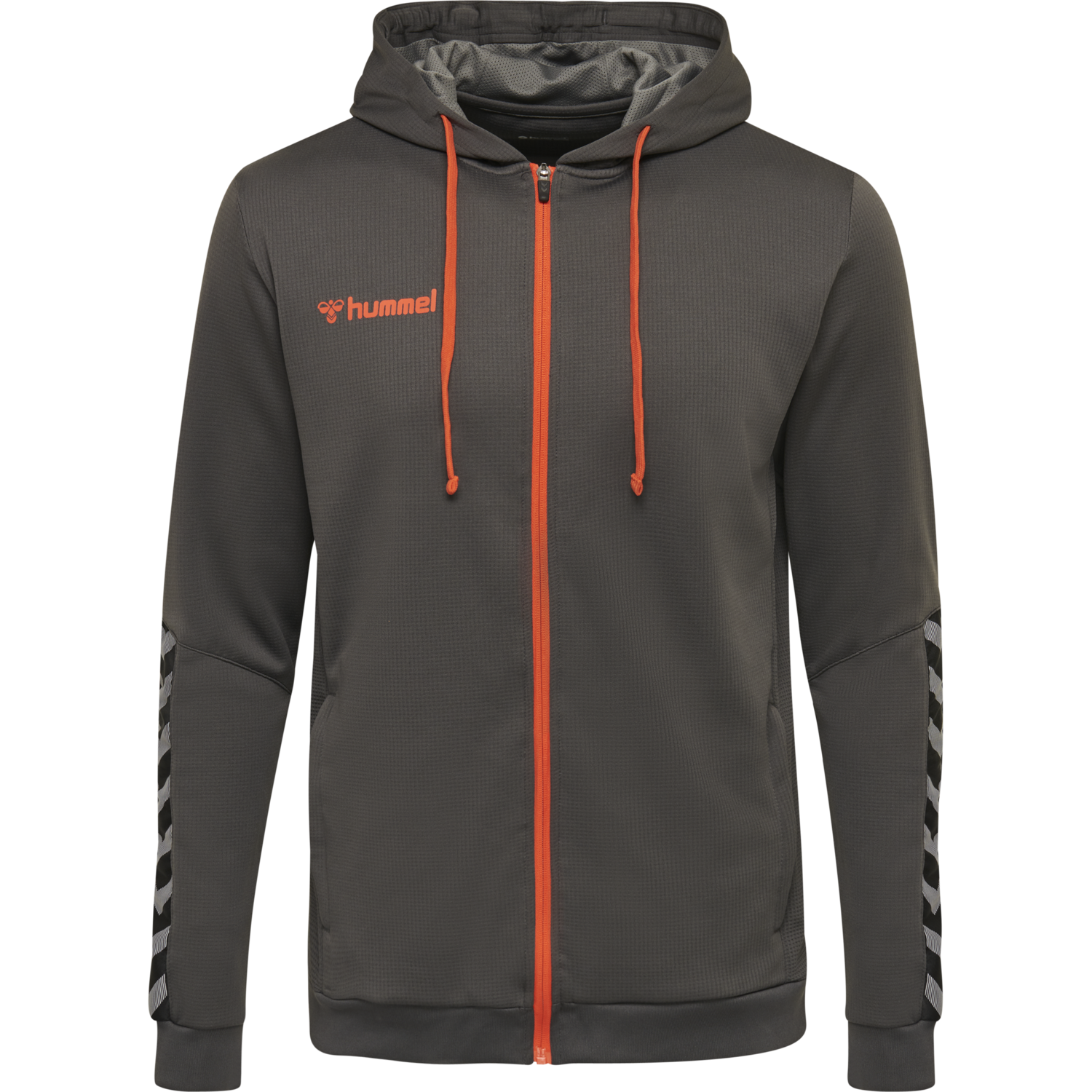 hmlAUTHENTIC KIDS POLY ZIP HOODIE, ASPHALT, packshot