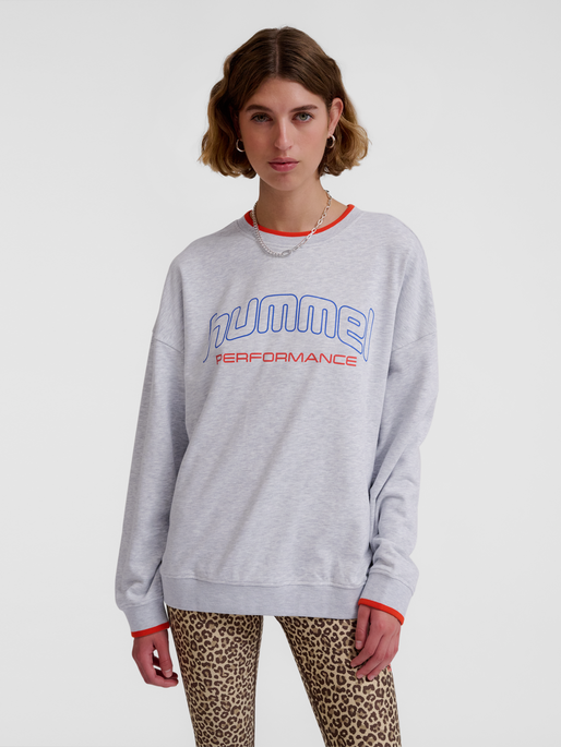hmlFAST OVERSIZED CREW, LIGHT GREY MELANGE, model