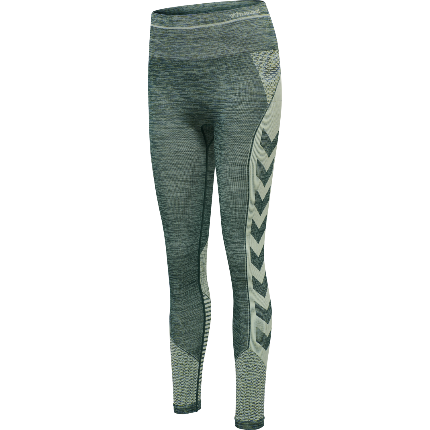 hmlVERA SEAMLESS HIGH WAIST TIGHTS, DARKEST SPRUCE/BASIL MELANGE, packshot