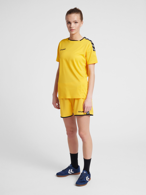 hmlAUTHENTIC POLY JERSEY WOMAN S/S, SPORTS YELLOW/BLACK, model