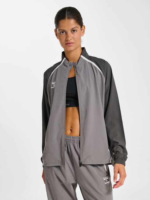 hmlLEAD 2.0  WOVEN JACKET WOMAN, STEEL GRAY/ASPHALT, model
