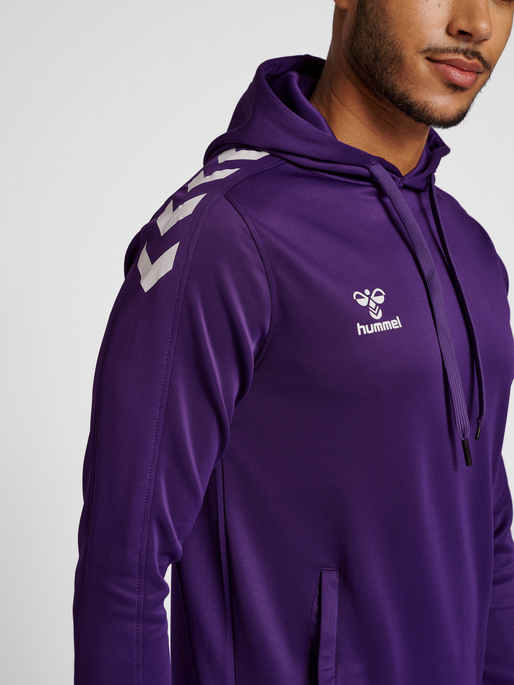 hmlCORE XK POLY SWEAT HOODIE, ACAI/WHITE, model