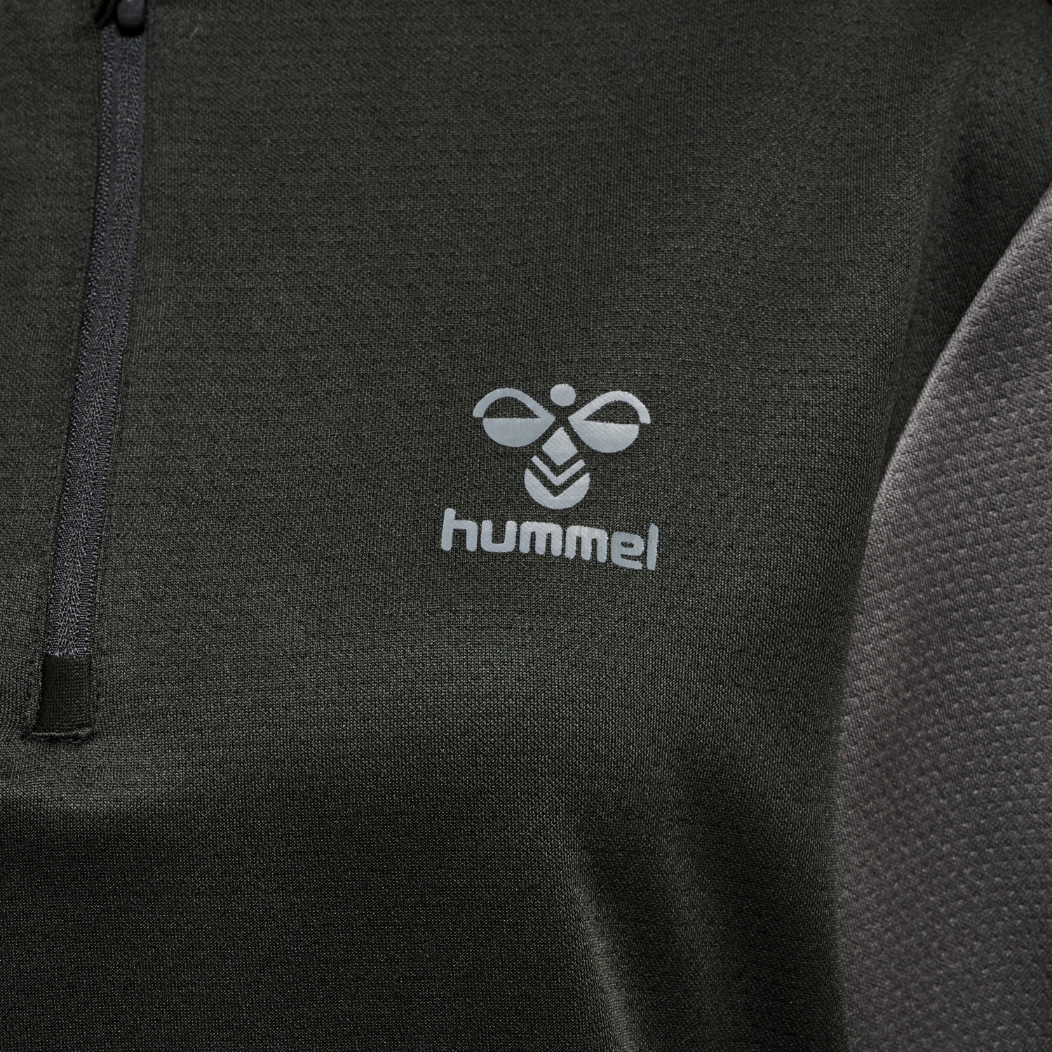 hmlONGRID 1/2 ZIP POLY SWEAT WO, JET BLACK/FORGED IRON, packshot