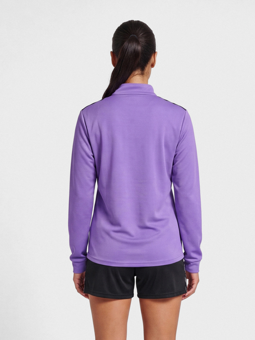 hmlAUTHENTIC HALF ZIP SWEAT WOMAN, DAHLIA PURPLE/ASPHALT, model