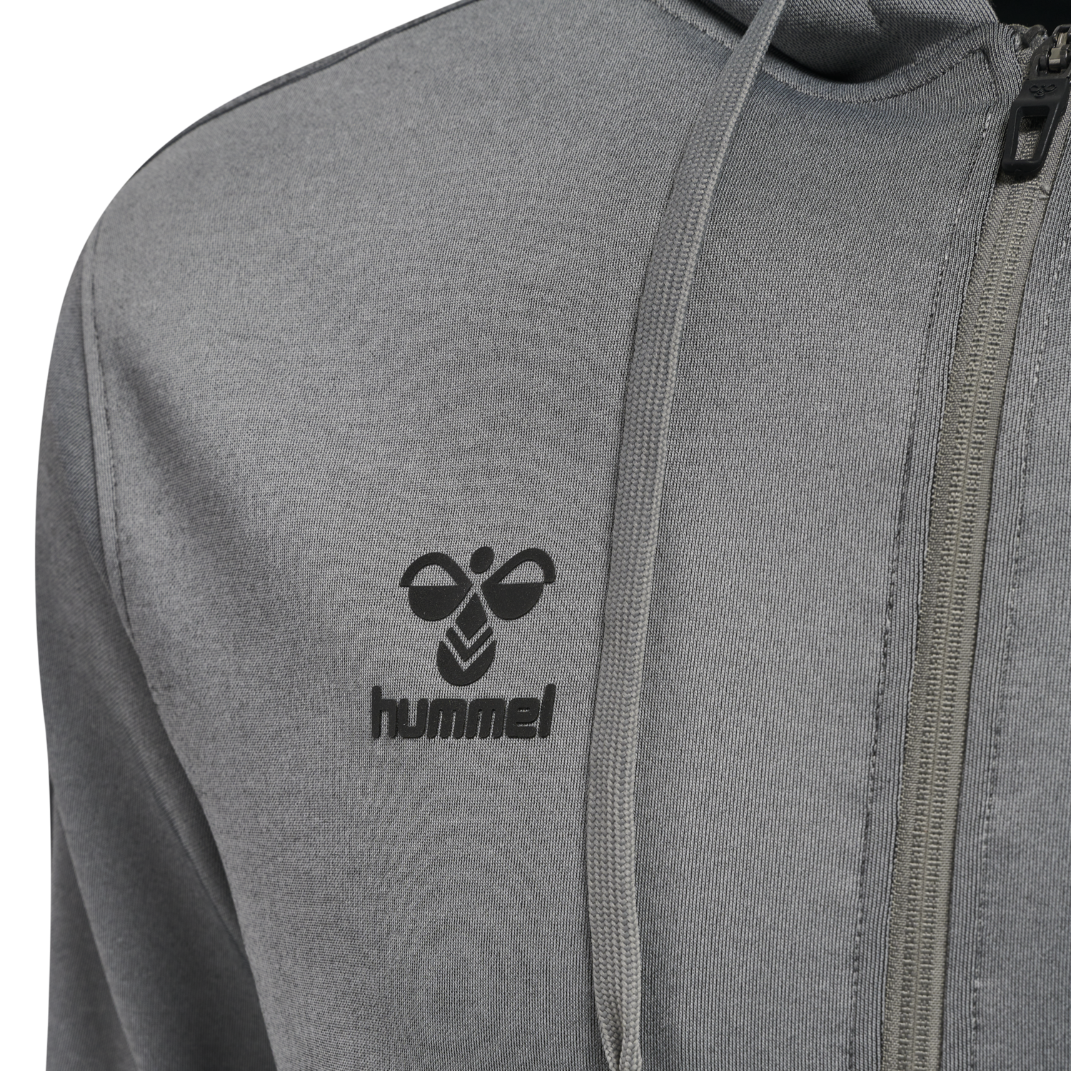 hmlCORE XK POLY ZIP HOOD SWEAT, GREY MELANGE, packshot