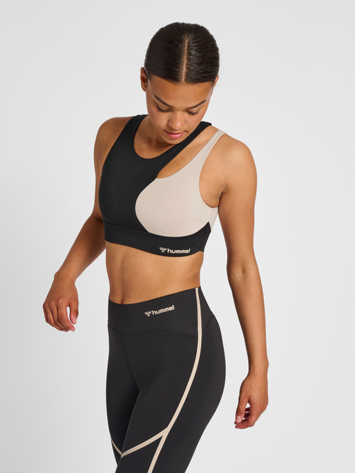 hmlMT RIGA SPORTS BRA, BLACK/CHATEAU GREY, model