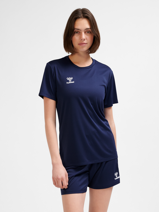 hmlESSENTIAL JERSEY S/S WOMAN, MARINE, model
