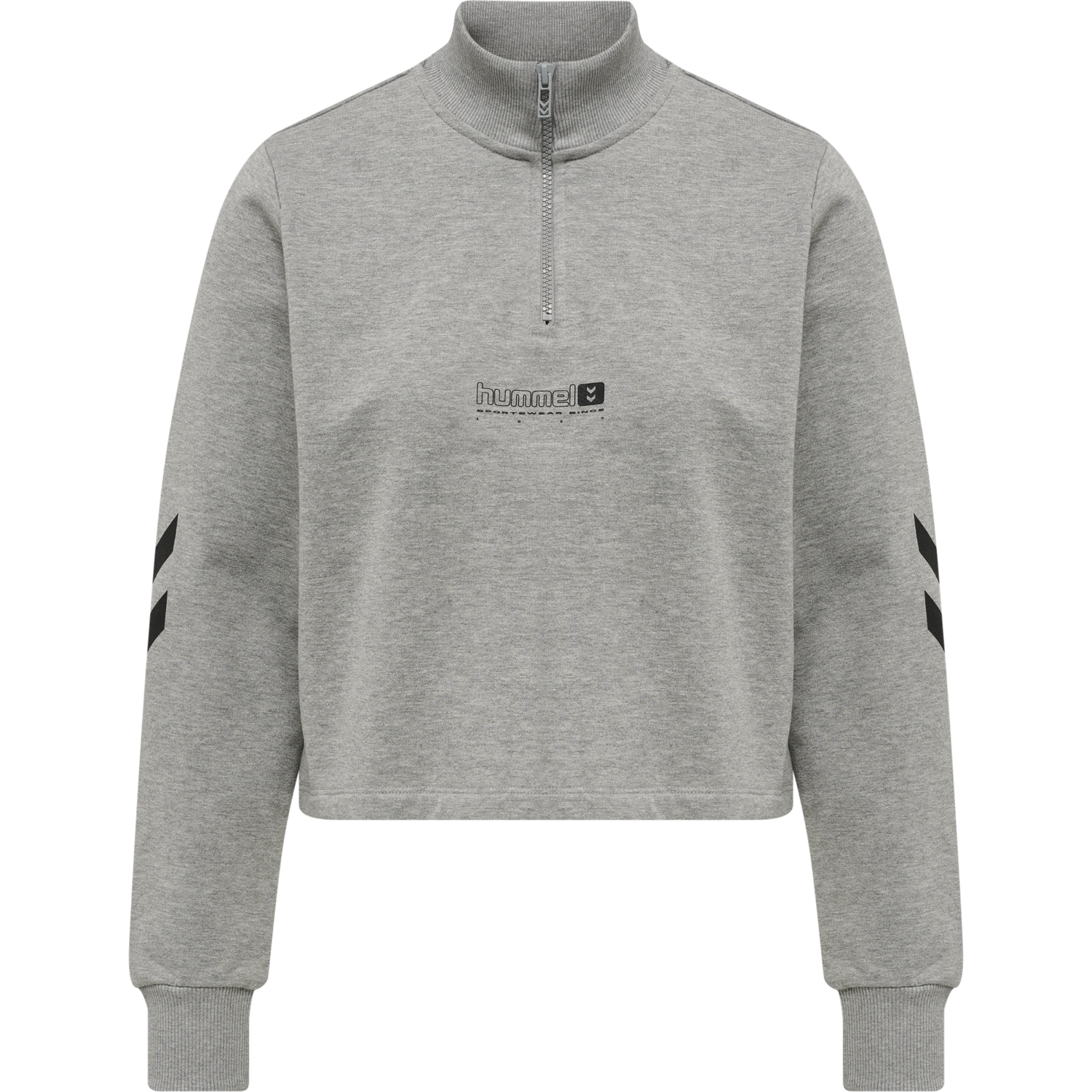 hmlLGC NIKKA CROPPED HALFZIP, GREY MELANGE, packshot