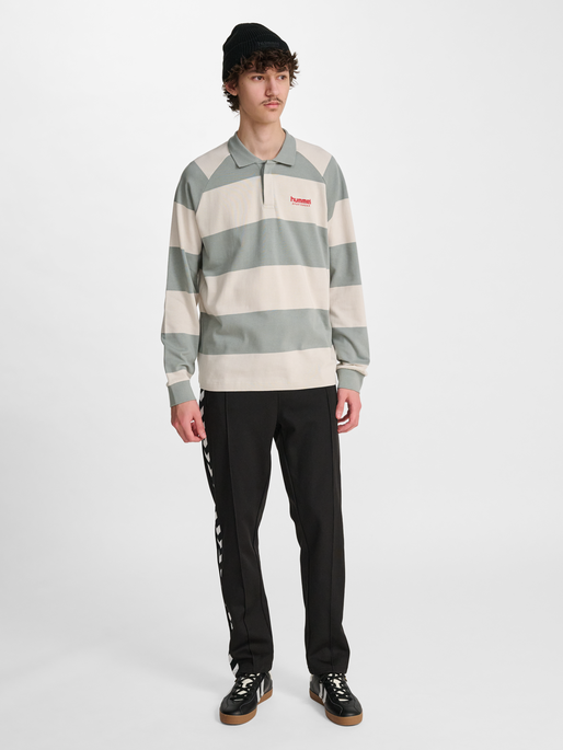 hmlLOOSE STRIPED POLO L/S, BELGIAN BLOCK, model