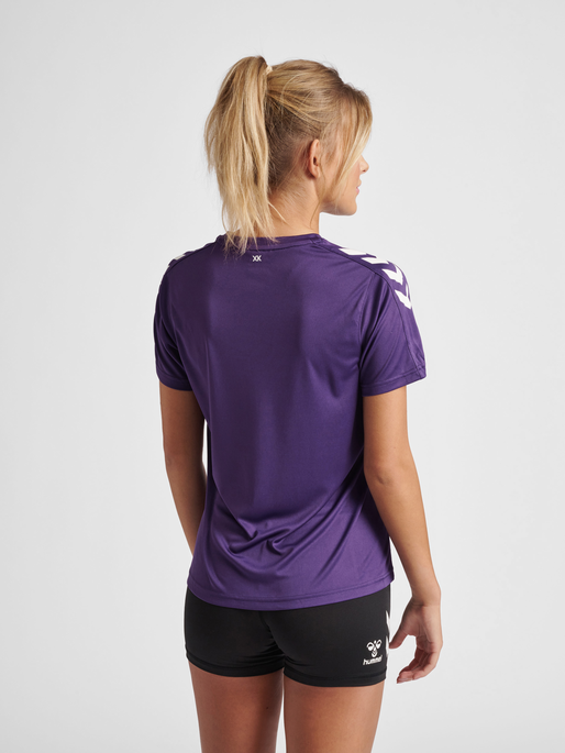 hmlCORE XK POLY JERSEY S/S WOMAN, ACAI/WHITE, model
