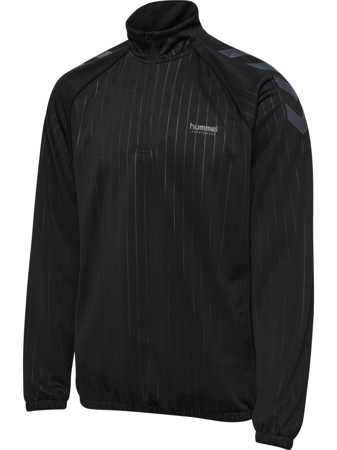 hmlSTRIPE HALFZIP, BLACK, packshot