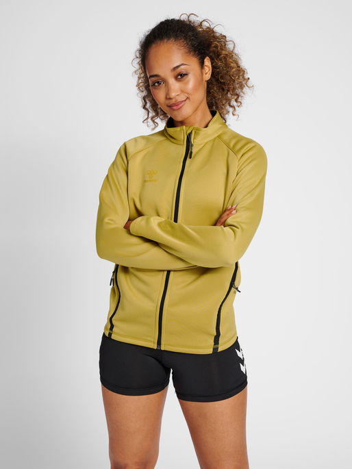 hmlCIMA XK ZIP JACKET WOMAN, ANTIQUE GOLD, model