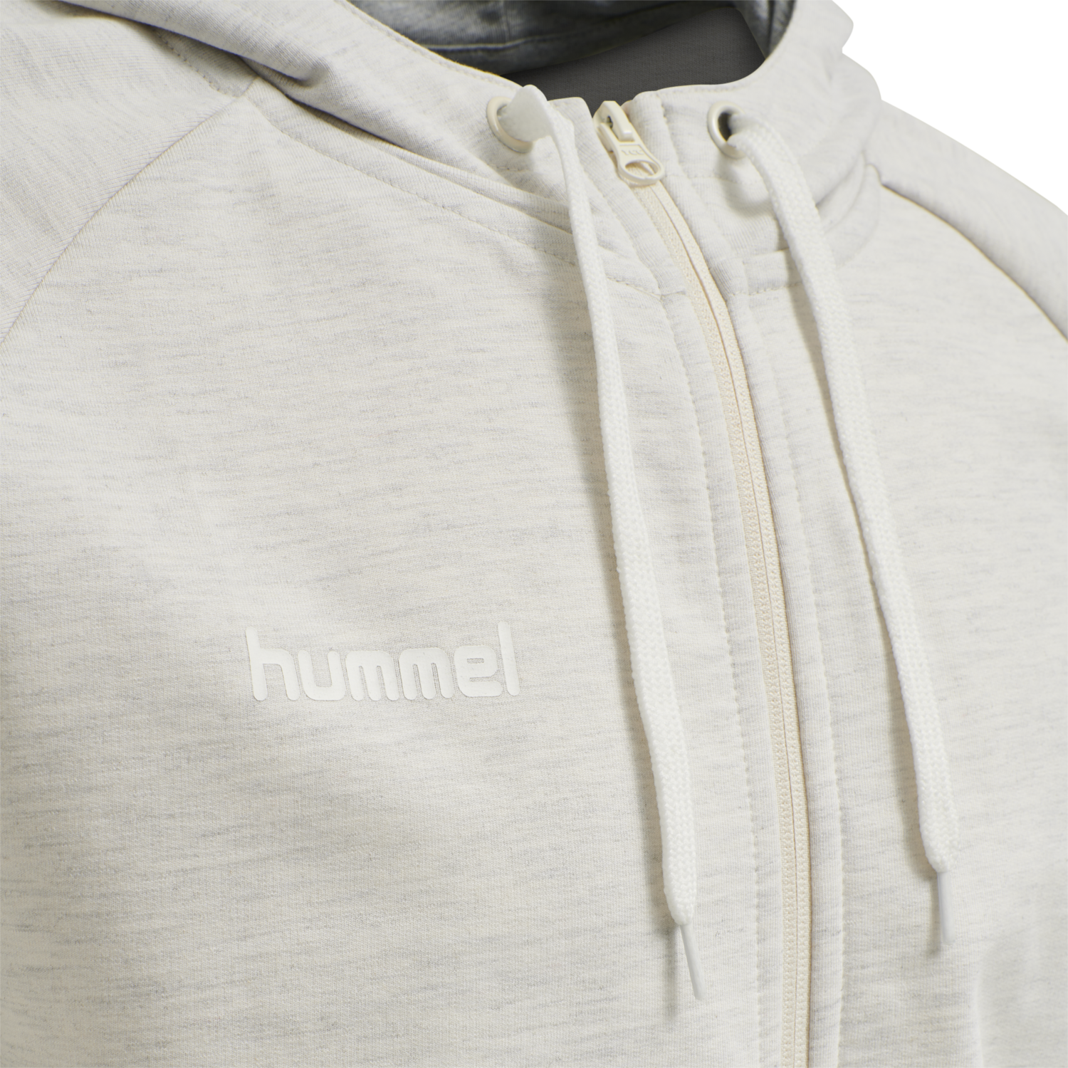 HMLGO COTTON ZIP HOODIE, EGRET MELANGE, packshot
