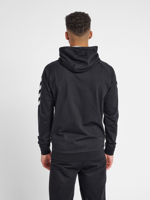 HMLGO COTTON ZIP HOODIE, BLACK, model