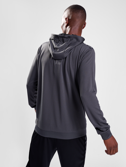 hmlAUTHENTIC PL ZIP HOODIE, ASPHALT, model