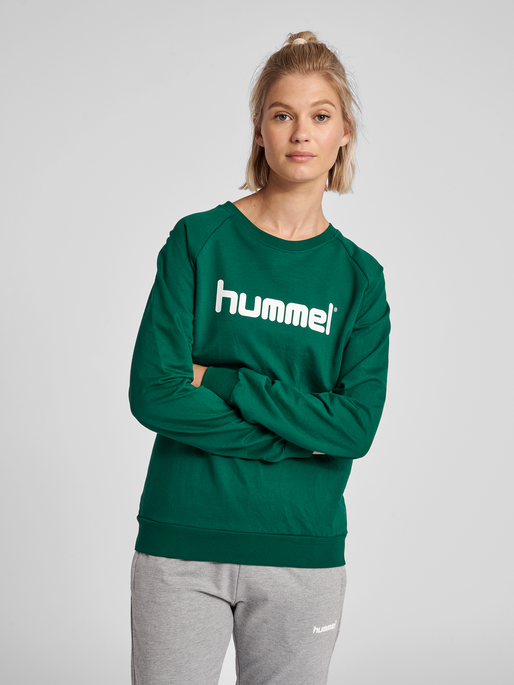 HMLGO COTTON LOGO SWEATSHIRT WOMAN, EVERGREEN, model