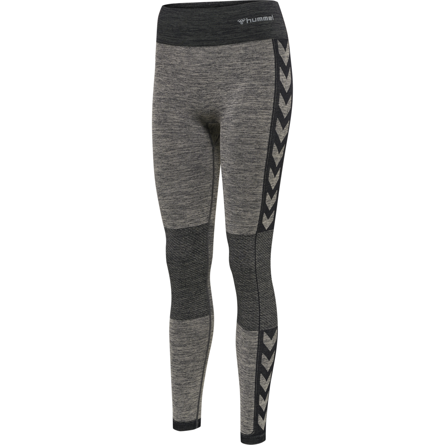 hmlCLEA SEAMLESS MID WAIST TIGHTS, CHATEAU GRAY/BLACK MELANGE, packshot