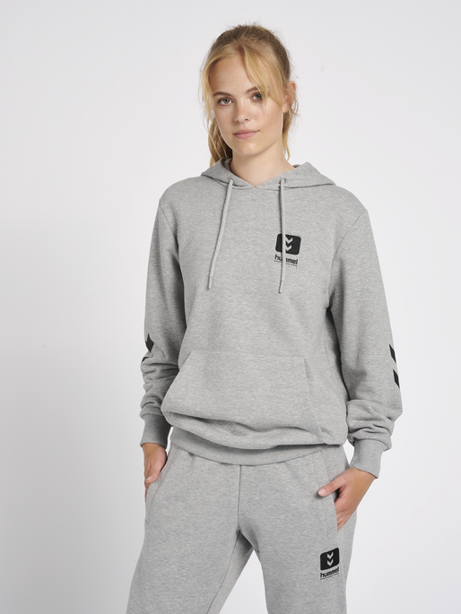 hmlLGC GRAHAM HOODIE, GREY MELANGE, model