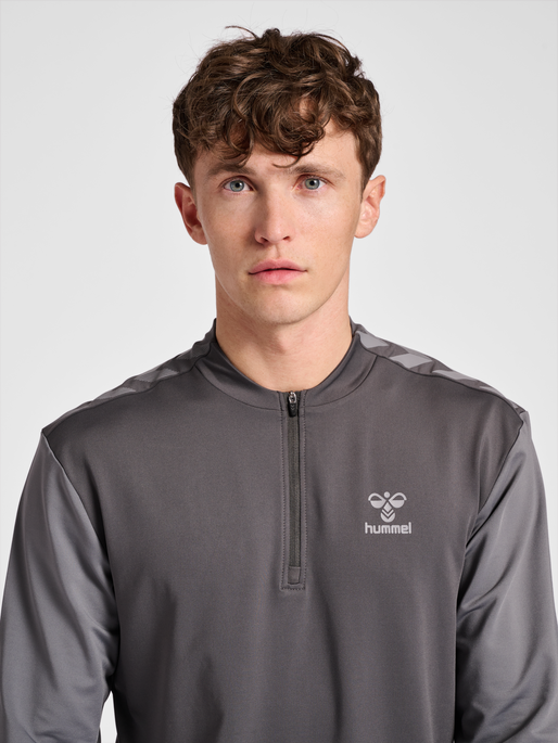 hmlPRO GRID HALF ZIP TRAINING L/S, FORGED IRON/QUIET SHADE, model