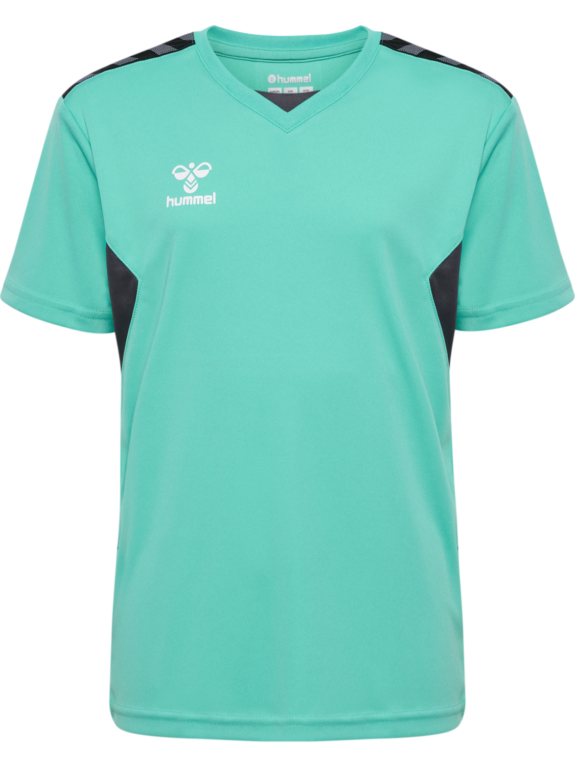 hmlAUTHENTIC PL JERSEY S/S KIDS, !TURQUOISE /ASPHALT, packshot