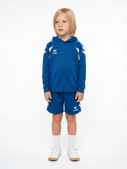 hmlCORE 2.0 HOODIE KIDS, TRUE BLUE/WHITE, model