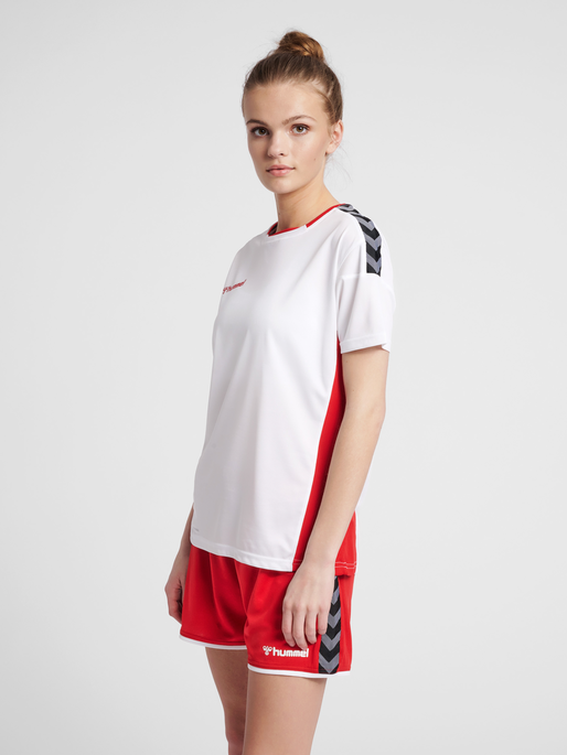 hmlAUTHENTIC POLY JERSEY WOMAN S/S, WHITE/TRUE RED, model