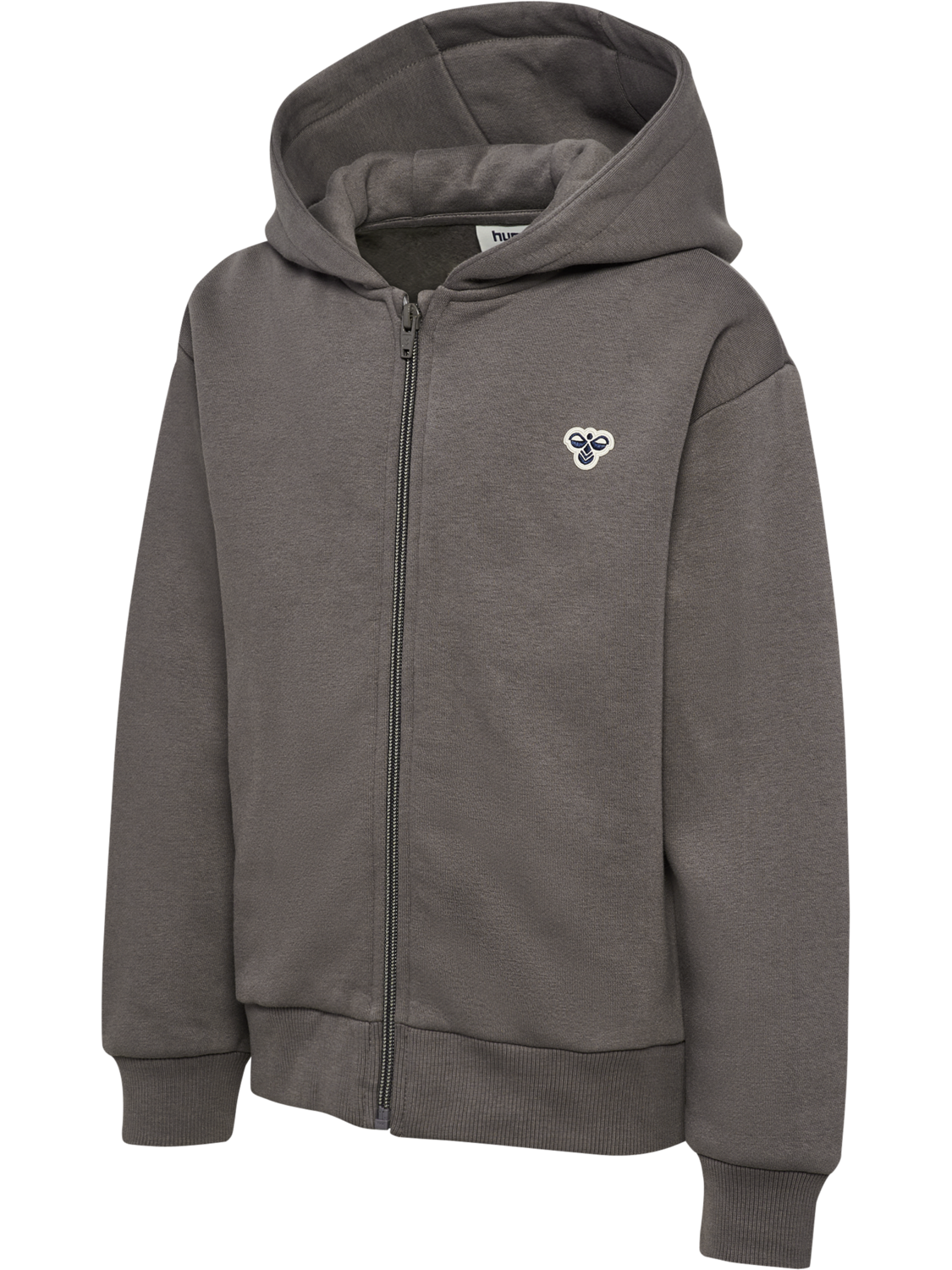hmlJR LOOSE ZIP HOODIE BEE, DARK GULL GRAY, packshot