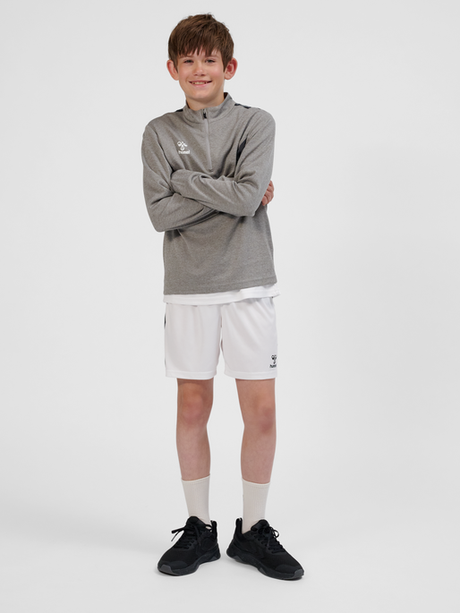 hmlAUTHENTIC HALF ZIP SWEAT KIDS, GREY MELANGE, model