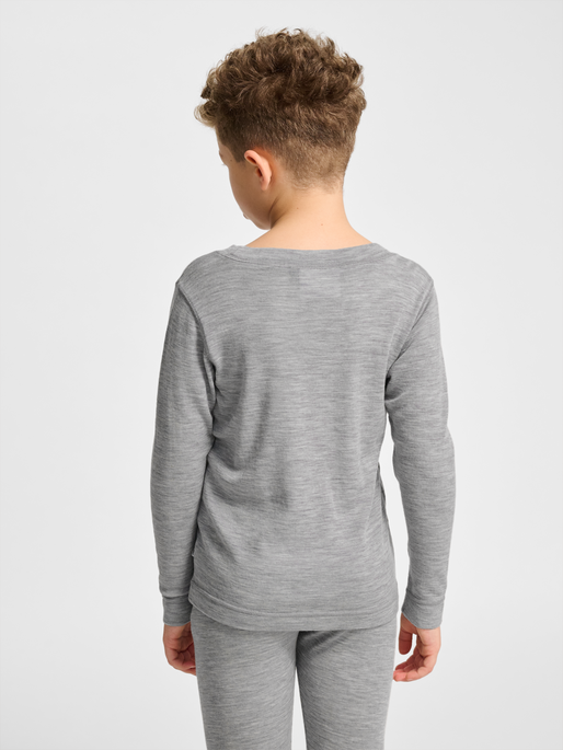 hmlJR WOOL RIB T-SHIRT L/S, GREY MELANGE, model