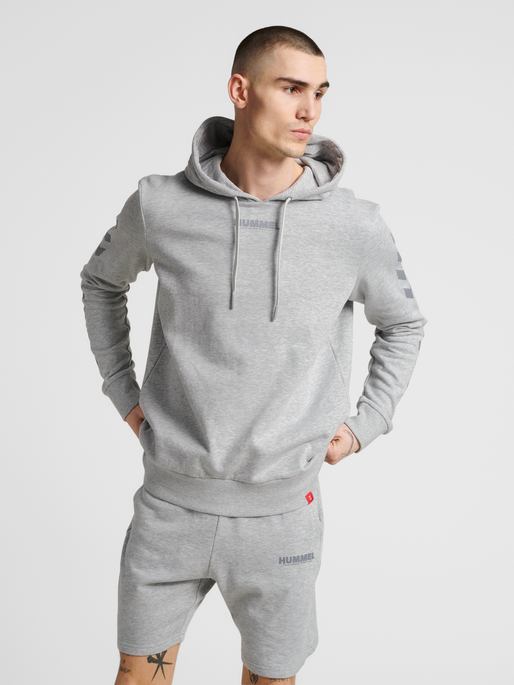 hmlLEGACY HOODIE, GREY MELANGE, model