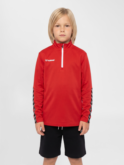hmlAUTHENTIC KIDS HALF ZIP SWEATSHI, TRUE RED, model
