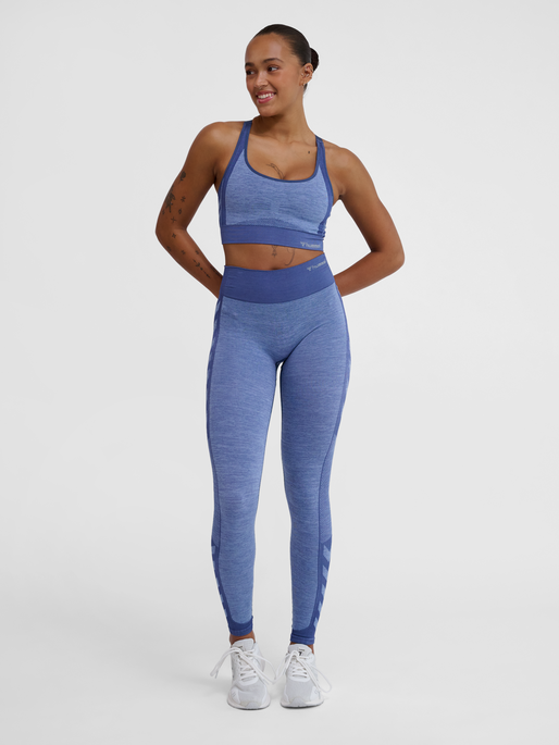 hmlMT SHINE SEAMLESS MW TIGHTS, BLUE INDIGO MELANGE, model