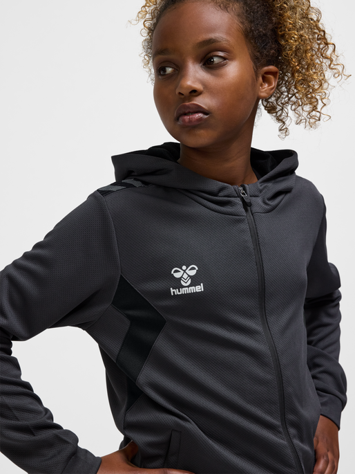 hmlAUTHENTIC PL ZIP HOODIE KIDS, ASPHALT, model
