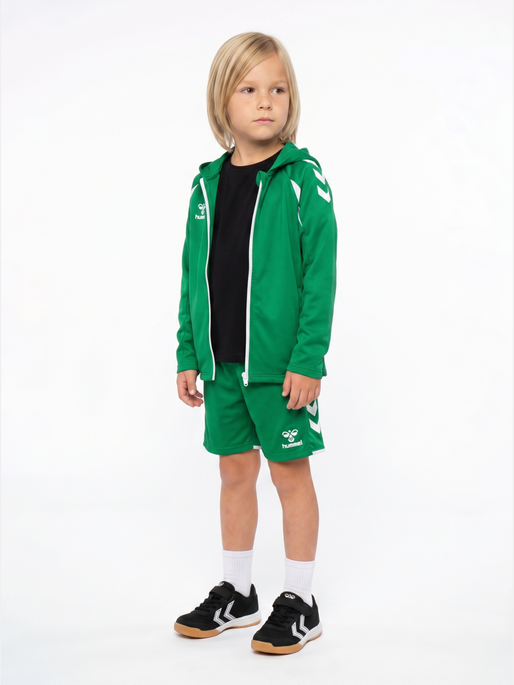 hmlCORE 2.0 ZIP HOODIE KIDS, JELLY BEAN/WHITE, model