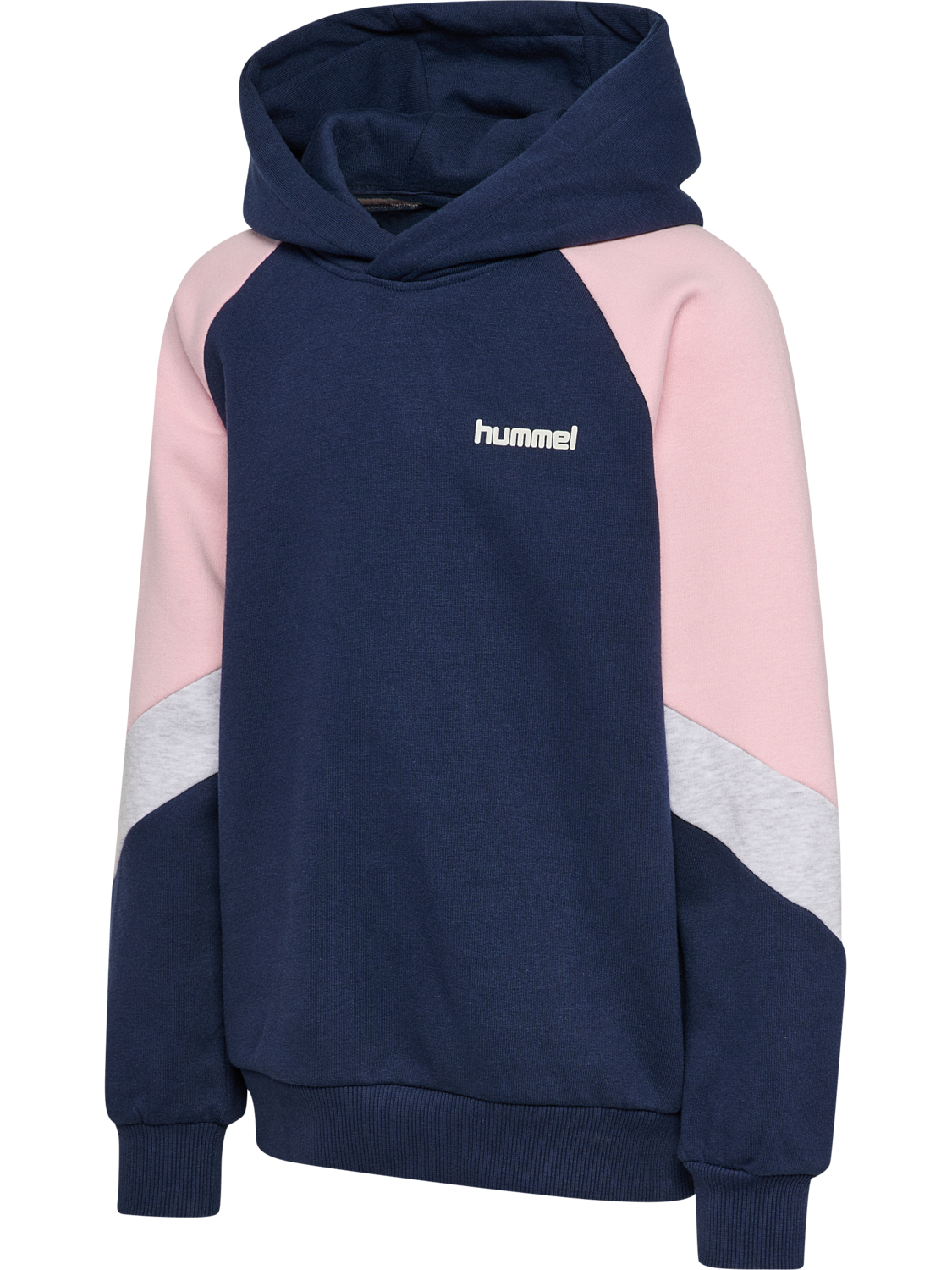 hmlJR LOOSE BLOCKED HOODIE, DRESS BLUE/ROSEATE SPOONBILL, packshot