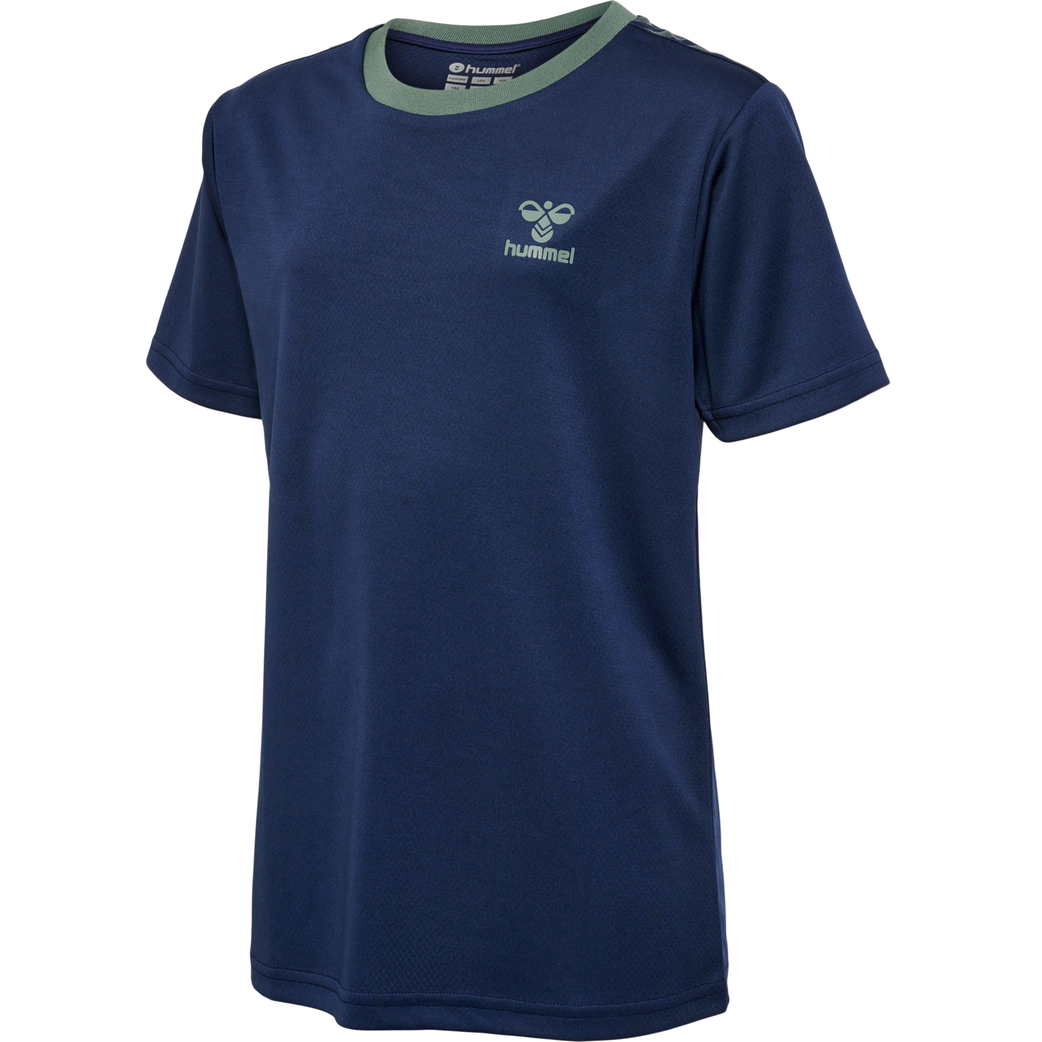 hmlSTALTIC POLY JERSEY S/S KIDS, MARINE/DUCK GREEN, packshot