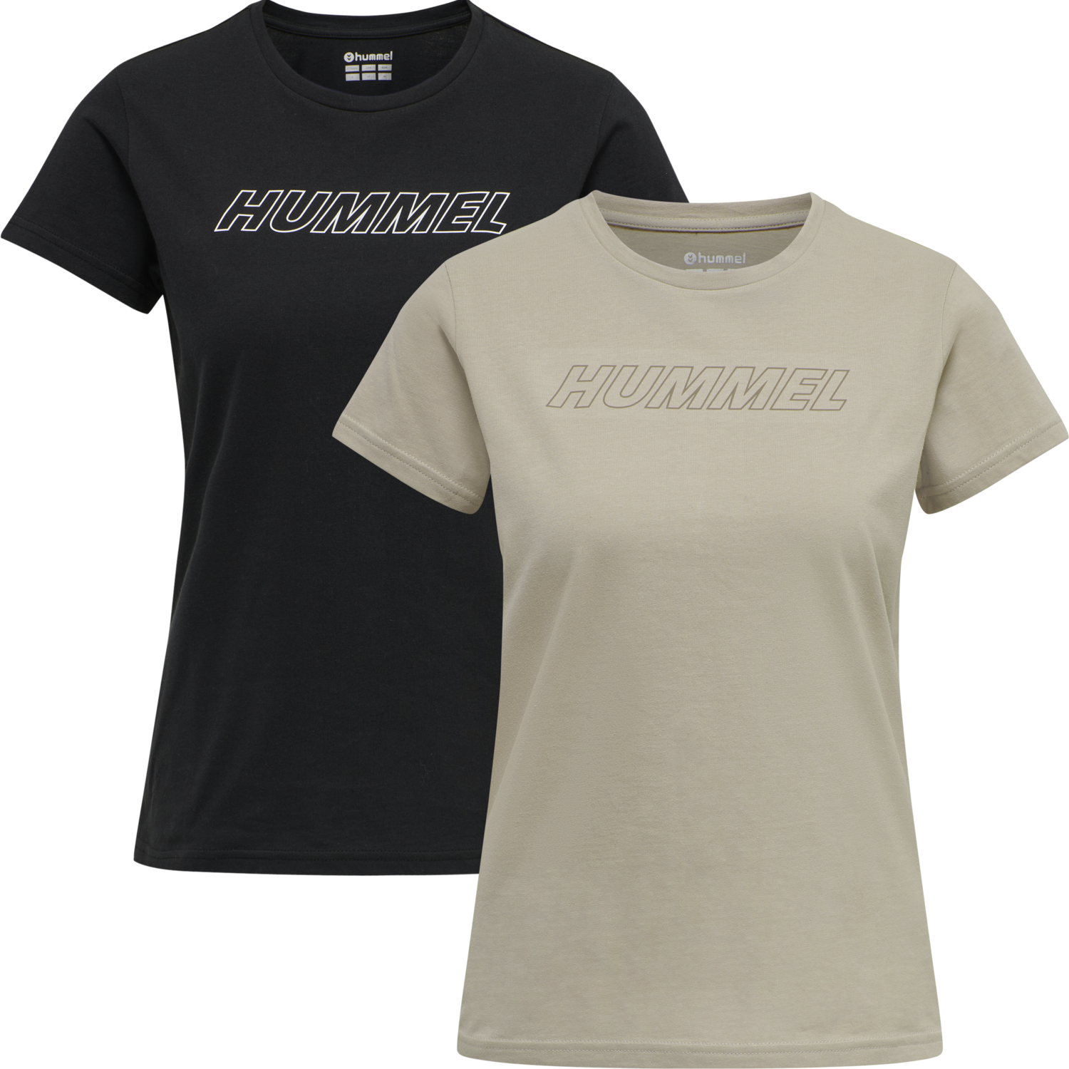 hmlTE CALI 2-PACK COTTON T-SHIRT, BLACK/CHATEAU GREY, packshot