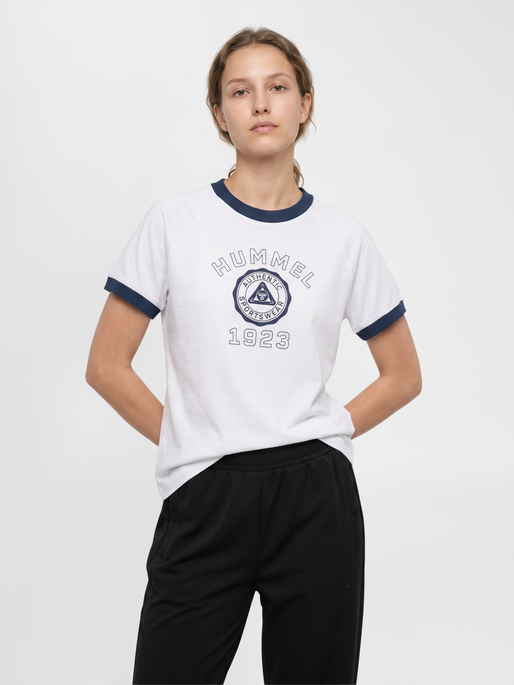hmlPULSE RINGER W T-SHIRT S/S, WHITE/BLUE, model
