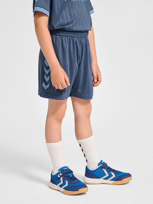 hmlJR GOAL STRIPE SHORTS, BERING SEA, model