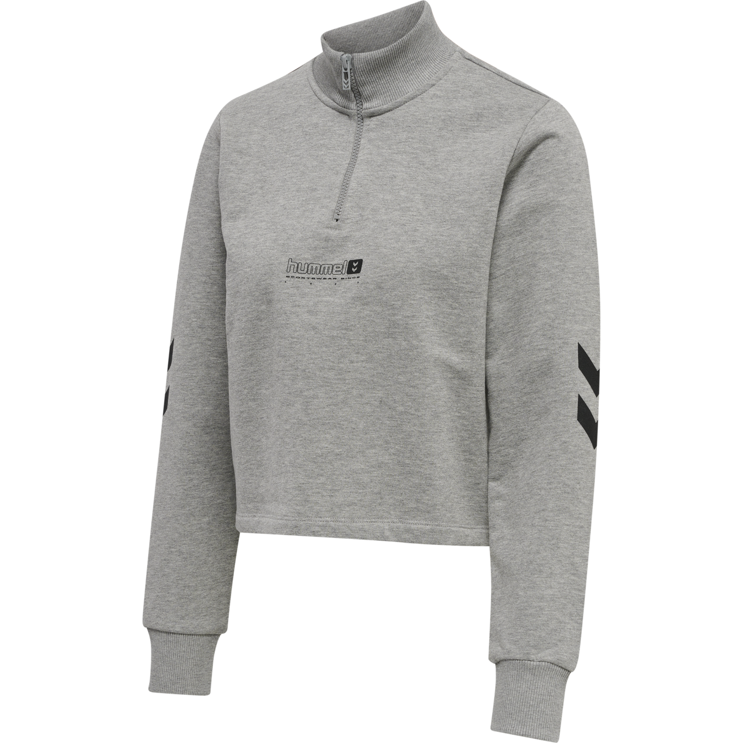 hmlLGC NIKKA CROPPED HALFZIP, GREY MELANGE, packshot